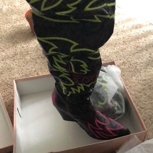 Neon Pink and Green Cowgirl Boots-SOLD!!!!!
